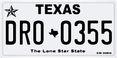 TX license plate DRO0355