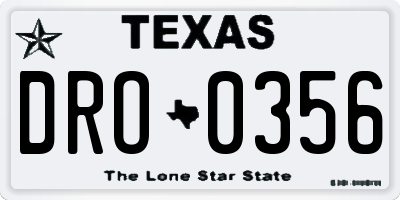 TX license plate DRO0356