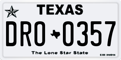 TX license plate DRO0357