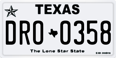 TX license plate DRO0358