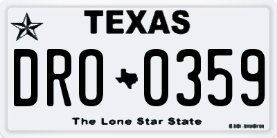 TX license plate DRO0359