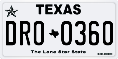 TX license plate DRO0360