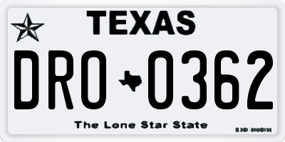 TX license plate DRO0362