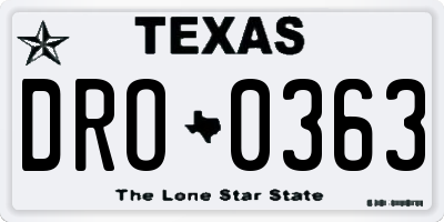 TX license plate DRO0363