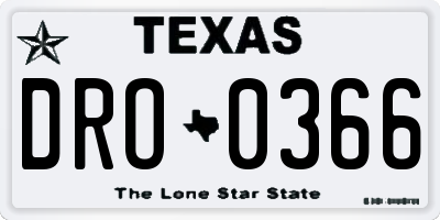 TX license plate DRO0366