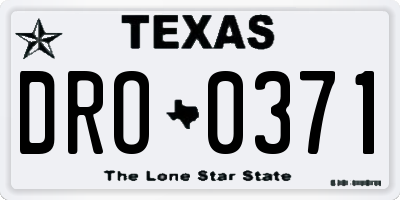 TX license plate DRO0371