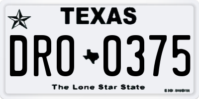 TX license plate DRO0375