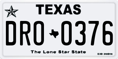 TX license plate DRO0376