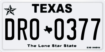 TX license plate DRO0377
