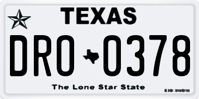 TX license plate DRO0378