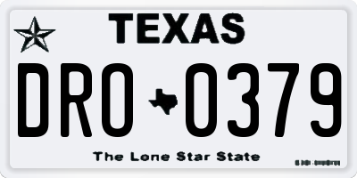 TX license plate DRO0379