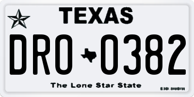 TX license plate DRO0382