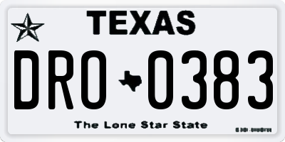 TX license plate DRO0383