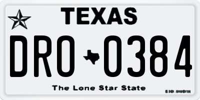 TX license plate DRO0384