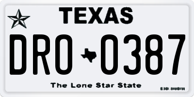 TX license plate DRO0387