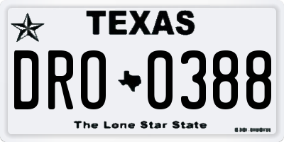 TX license plate DRO0388