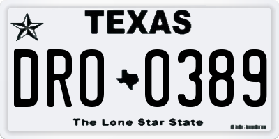 TX license plate DRO0389