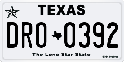 TX license plate DRO0392