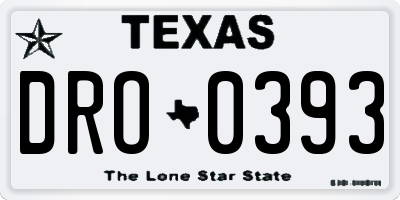 TX license plate DRO0393