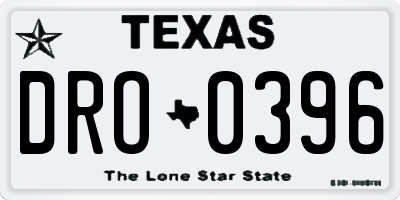 TX license plate DRO0396