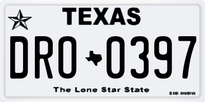 TX license plate DRO0397