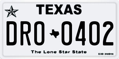 TX license plate DRO0402