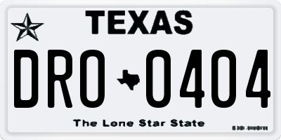 TX license plate DRO0404