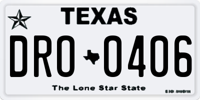 TX license plate DRO0406