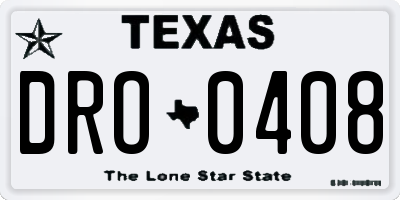 TX license plate DRO0408