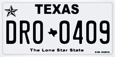TX license plate DRO0409