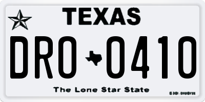 TX license plate DRO0410