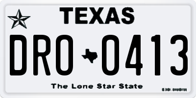 TX license plate DRO0413