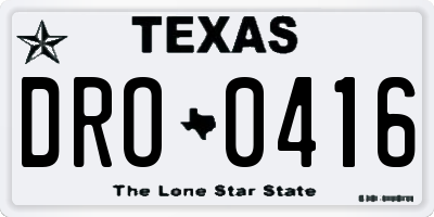 TX license plate DRO0416