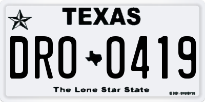 TX license plate DRO0419