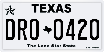 TX license plate DRO0420
