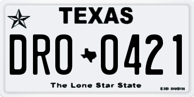 TX license plate DRO0421