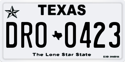 TX license plate DRO0423