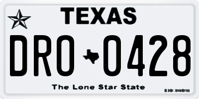 TX license plate DRO0428