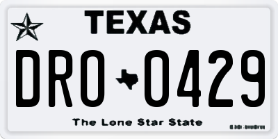TX license plate DRO0429