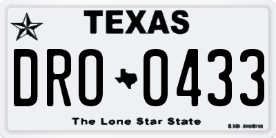 TX license plate DRO0433