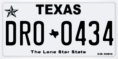 TX license plate DRO0434