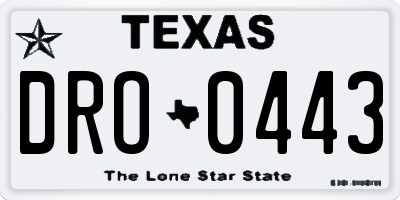 TX license plate DRO0443