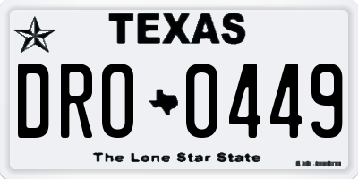 TX license plate DRO0449