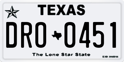 TX license plate DRO0451
