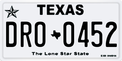 TX license plate DRO0452