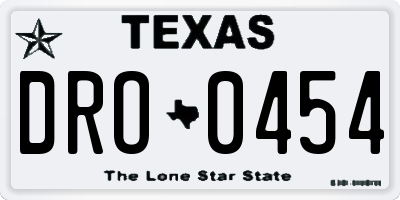 TX license plate DRO0454