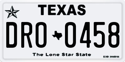 TX license plate DRO0458
