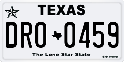 TX license plate DRO0459
