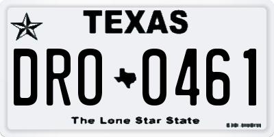 TX license plate DRO0461