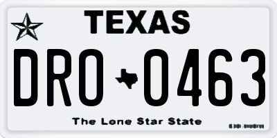 TX license plate DRO0463